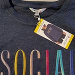 Wildfox SOCIAL Embroidered Blue Sweatshirt size Medium Photo 3