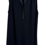 Alice + Olivia  Black‎ Rayon Silk Lamb Leather Trim Sleeveless Tunic Dress S Photo 0