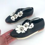 MIISTA LONDON Blanche‎ leather floral Loafers embellished size 37 size 6.5 Black Photo 0