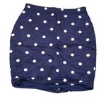 Banana Republic Polka Dot Pencil Skirt Size 6P Petite Navy Blue Linen Blend Photo 0