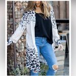 Tickled Teal Ticked Teal Tan Cheetah Print Lightweight Open Cardigan Duster Photo 8