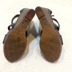 White House | Black Market WHBM Moon 6.5 chambray faux wood wedge sandal heels 3069 Photo 6