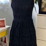 Black dress|sleeveless, fully lined. Full zip back. Raw neckline and bottom hem. Size L Photo 0