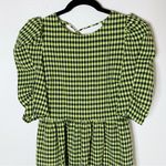 Topshop cross back midi dress in lime gingham Sz 4 Photo 3