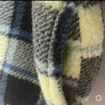 American Eagle  Cropped Plaid Sherpa Pullover Fleece 1/4 Zip Green Medium  Photo 8