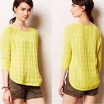 Anthropologie  Sparrow Sweater XS 100% Cotton Yellow Chartreuse Open Knit Crochet Photo 1