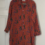 Natural Life  Oversized Button-Down Shirt Dress Tunic Floral Boho Medium Cotton Photo 0