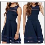 Lulus LULU’s Blue Sheer Determination Navy Blue Mesh Skater Dress Small New With Tags Photo 1