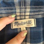 Madewell  Half Sleeve Blue White Plaid Button Front‎ Oversize Flowy Blouse Top L Photo 6