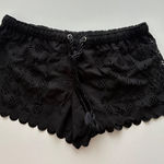 Seafolly  Black Pineapple Cutout Scalloped Hem Swim Cover Up Shorts Size S Photo 0