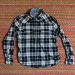 JACKS GIRLFRIEND BEA BLACK & WHITE FLANNEL PEARL SNAP LONG SLEEVE Size M Photo 0