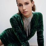 Mango Wrap Ruched Velvet Bodycon Mini Dress Size S Photo 2