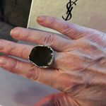 Large Chunky Black Obsidian Stone Ring. Size 8 Photo 6