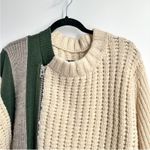 Sacai 100% Wool Stripe Cableknit Zipper Sweater Cream Green Gray NEW XXL Photo 1