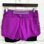 Athleta Women’s Shorts Double Wind Biker Purple Black Compression XS Photo 2