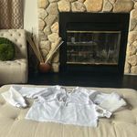 LF BSBW White Fishnet Cropped LS Sweatshirt Size Small Photo 1