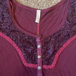 Free People Maroon Diego Henley Long Sleeve Waffle Button Down Photo 2