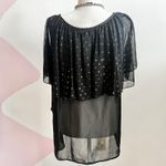 Vintage Black Polka Dot Mesh Top‎ Sheer Y2K 2000s Glam Coquette Clubwear XL Photo 2
