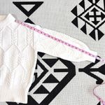 FRNCH  Paris Julia Cable Knit Cutout Back Sweater in Off White Creme Small Photo 6