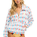 Aviator Nation BOLT EMBROIDERY FLEECE HALF ZIP SWEATSHIRT size small WHITE NWOT Photo 0