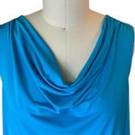 DUO Ladies Blue Sleeveless Cowl Neck Dress Blouse ~ Size MEDIUM Photo 4