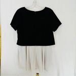 Belle Sky  Two Tone Flowy Blouse Medium Black White Photo 9