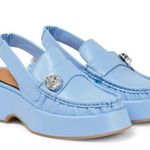 Ganni Retro Slingback Leather Loafers Mules Blue Placid Photo 0