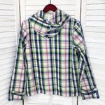 Merona Plaid Cotton Canvas Pullover Hoodie Jacket Pink Blue Small Photo 9