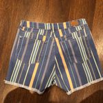 Judy Blue  Peach Sunrise Striped Denim Shorts Size Large Fray Hem Photo 1