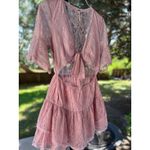 Free People New Size L Lala Lace Mini Dress $128 Pink Sexy Boho Chic Festival Photo 7