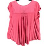 Free People  Shirt Womens XS Pink Linen Cotton Button Front High Low Boho V Neck Photo 4