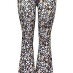 Daisy Del Sol Floral Flare Bell Bottom Pull On Legging Pants High Rise Womens S Gray Photo 0