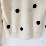 Boden 100% Cashmere V Neck Sweater Cream Navy Blue Polka Dot Preppy Feminine White Photo 6