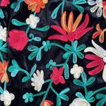 ZARA Knit Velvet Colorful Floral Embroidered Pull On Tulip Hem Jogger Pants Photo 2