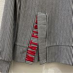 ZARA Vertical Pin Stripe Black/White Mock Slit Embroidered “What Else?” LS S Photo 3