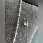 Beaded Necklace Earrings Set Glass Crystals Pearls Formal Elegant Statement Gift Silver Photo 2