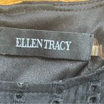 Ellen Tracy  Eyelet Sheath Mini Midi Dress Black sleeveless cotton Sz 12 Photo 9