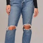 Abercrombie & Fitch  Dad High Rise Distressed Blue Jeans Curve Love Photo 0