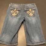 Democracy Women's Mid Rise Flap Pockets Bermuda Denim Shorts Dark Wash Size 12 Photo 6