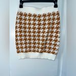 Papaya NWT Stretchy Soft Houndstooth Lined Mini Skirt in White-Toffee Sz Medium Photo 1