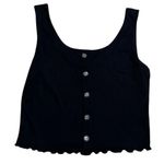 Live in the Moment M  Women’s Casual Indie Boho Black Ribbed Cropped Tank Top Shirt Photo 0