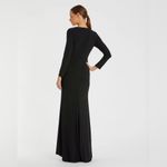 Mac Duggal Black Faux Wrap Long Sleeve Gown with Appliqué Detail 2 Photo 2
