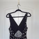 Gap  Small Black Ditsy Floral Bow Tie Back Ruffle Tiered Hem Mini Dress NWT Photo 7