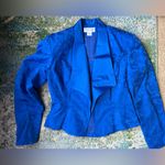 Vintage Horchow blue silk rose monochrome two piece skirt suit, size 10 Photo 8