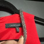 Carmen Marc Valvo NWOT  Jeweled Neck Red Peplum Sheath Dress 6 Photo 3