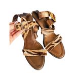 Donald J Pliner Panther Hair Calf Wrap Kitten Heel Buckle Sandal 6.5 Mobwife Brown Photo 1