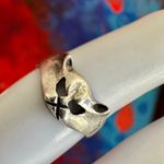 Vintage Sterling Silver Cat Face Pinky Ring Photo 5