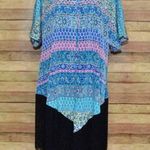 Liberty Love Blue Floral Cardigan Kimono Jacket Size L Long Fringe Festival Boho Photo 2