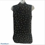 CAbi Whimsy Black Floral Dot Sleeveless Blouse Top #3440 XS Career Wear Photo 2