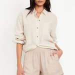 Old Navy  Flax Linen Blend High Rise Pull On Shorts Women's Small Photo 0